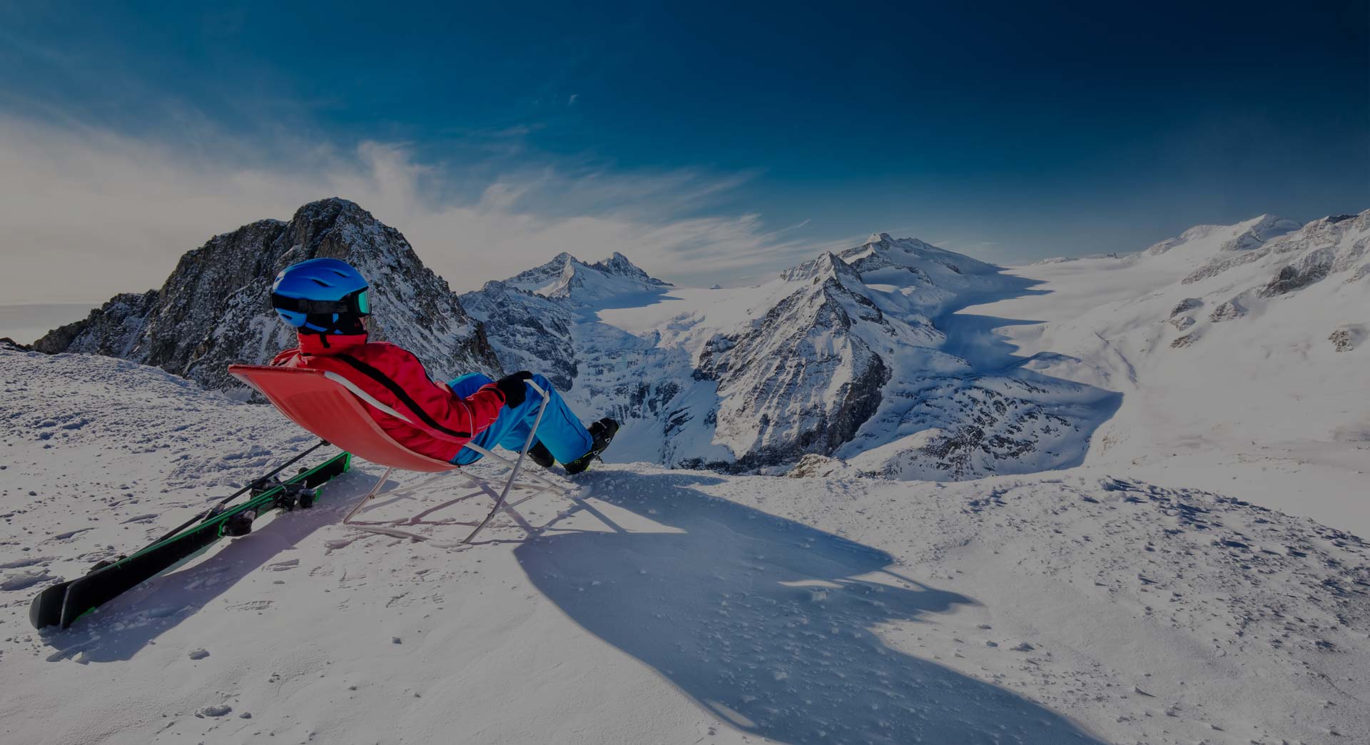 Skier relaxing on the Tonale pass